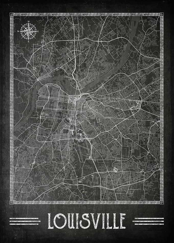 Louisville chalkboard map