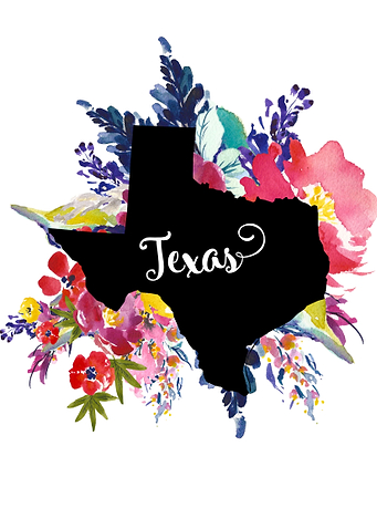 floral Texas map USA