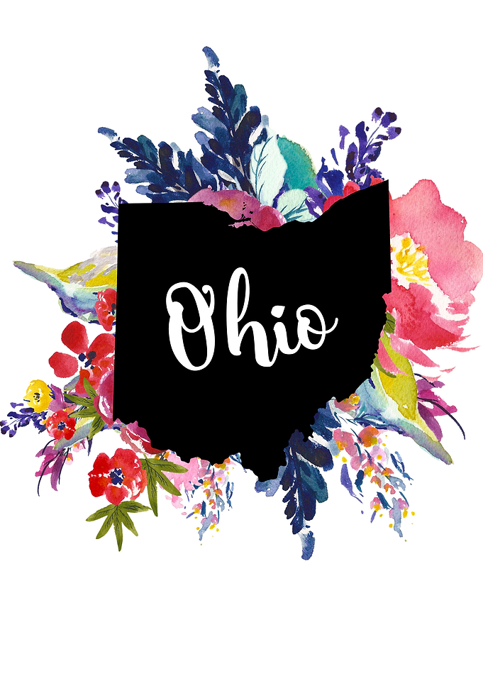 Ohio state map floral
