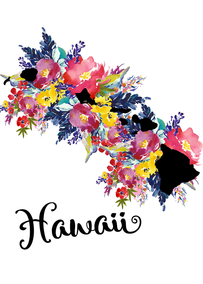 Hawaii floral state poster
