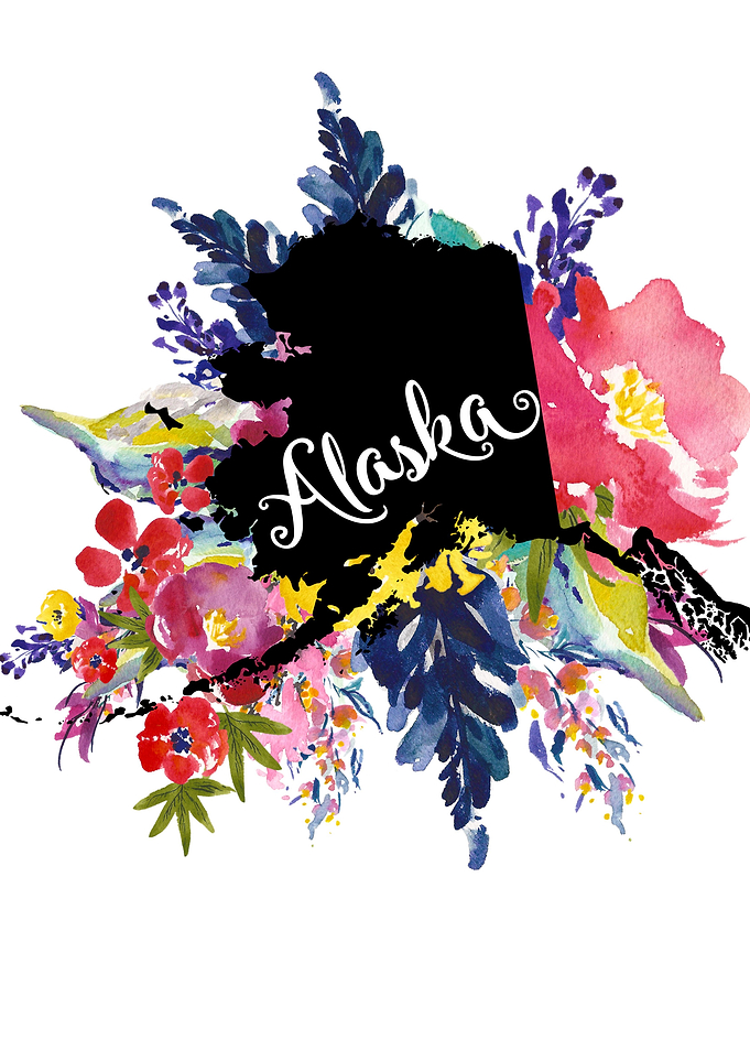 floral state map of Alaska