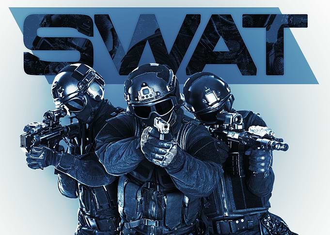 Studio shot of swat police