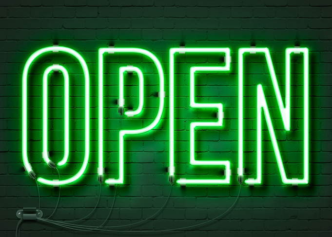 Open neon sign