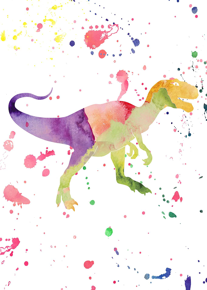 Trex watercolour rainbow