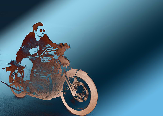 Grey shades motor biking