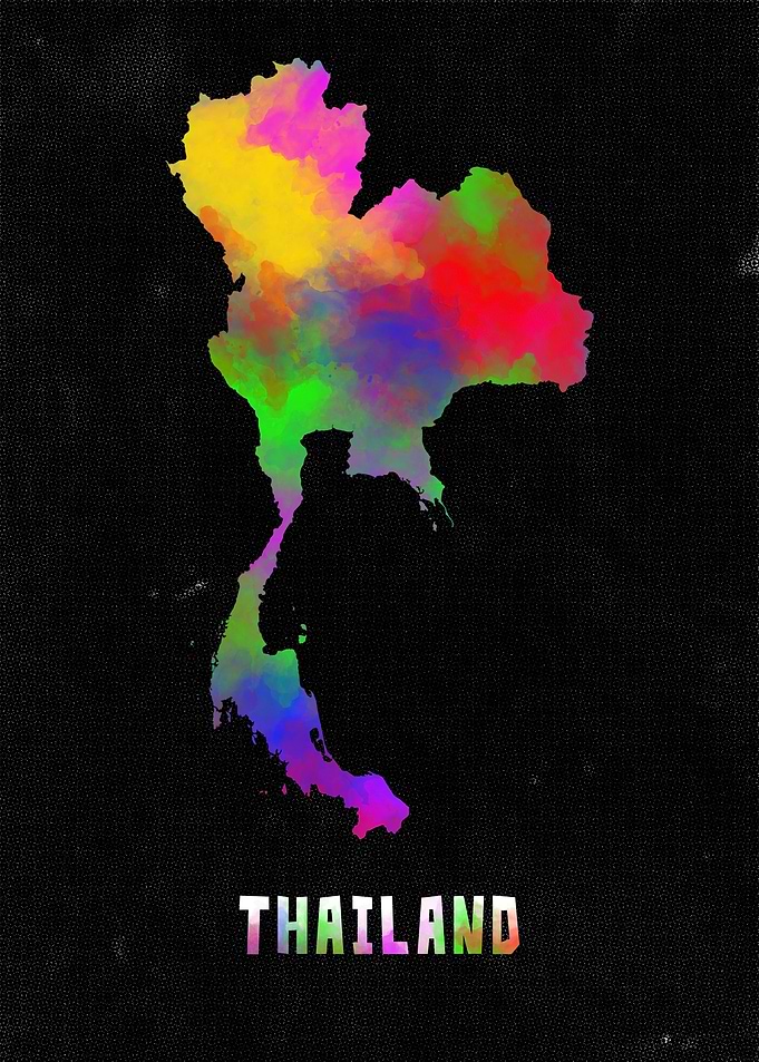 Thailand Watercolor Map 2