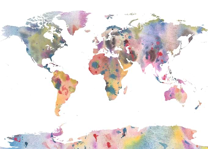 Rainbow watercolour map