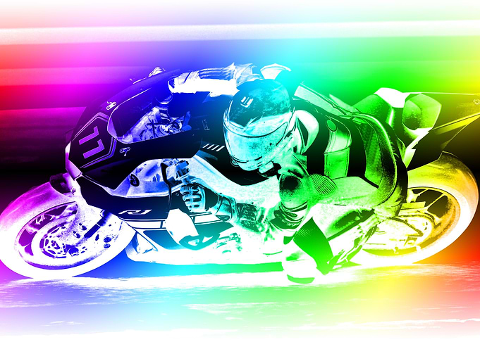 Turning motor bike