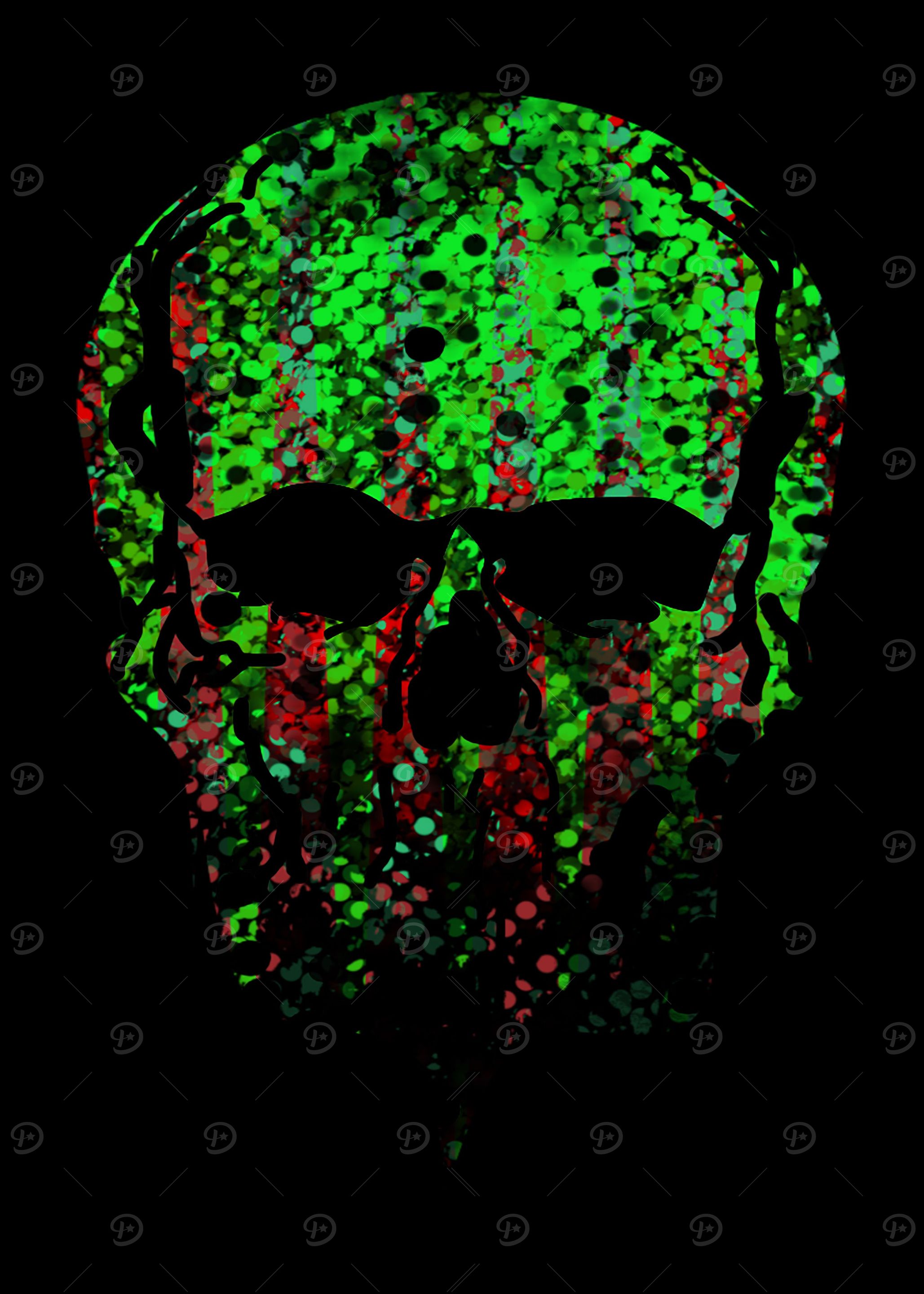 Green skull head patterned
