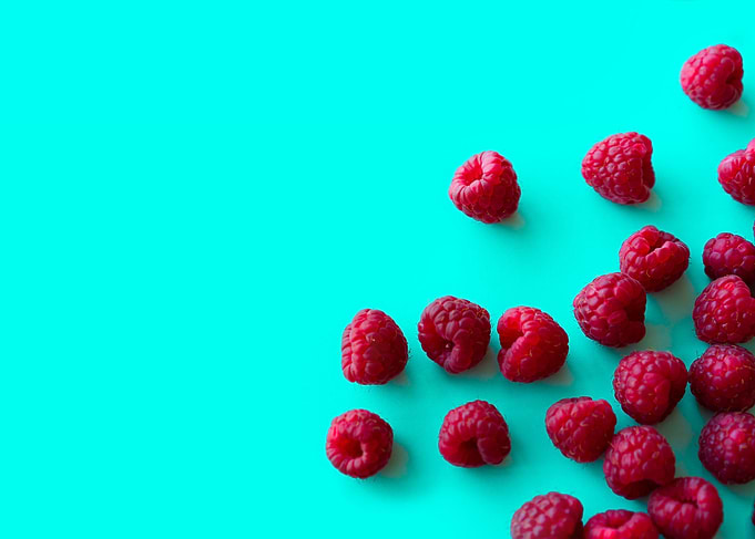 Raspberries with Blue Back
