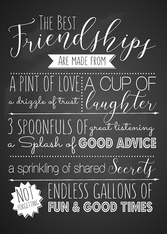 Friend recipe chart
