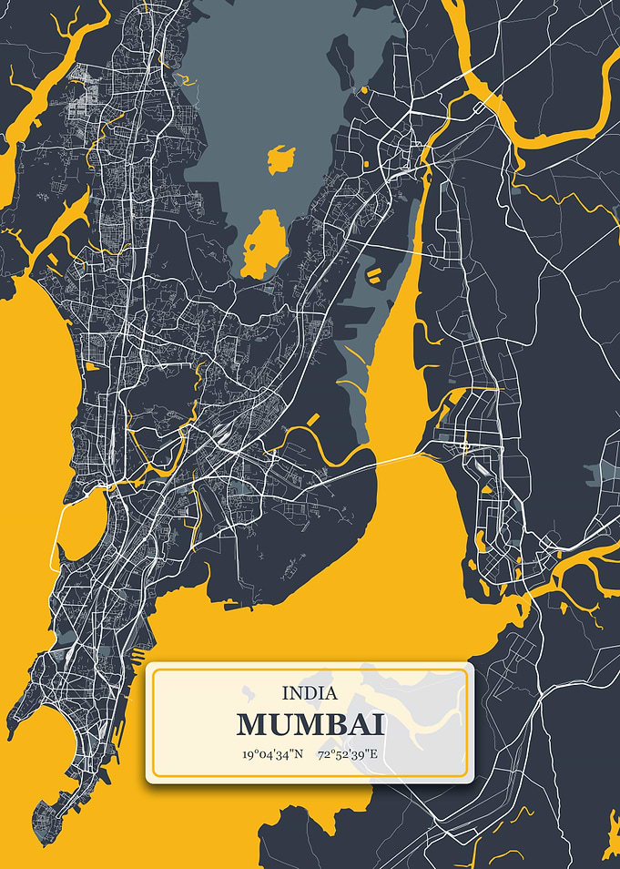 Mumbai India City Map with