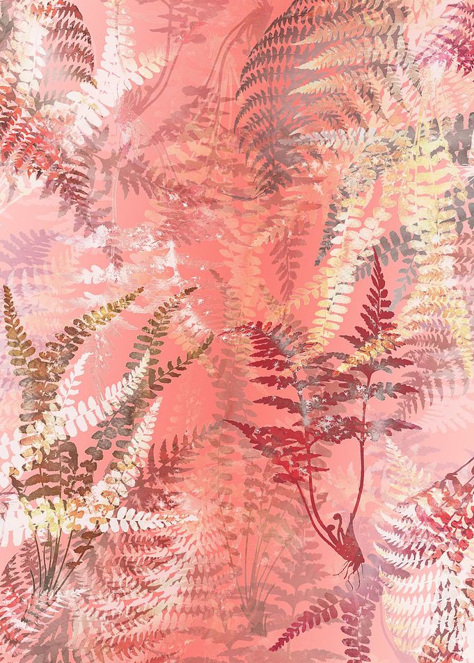 Elegant Coral Gold Ferns