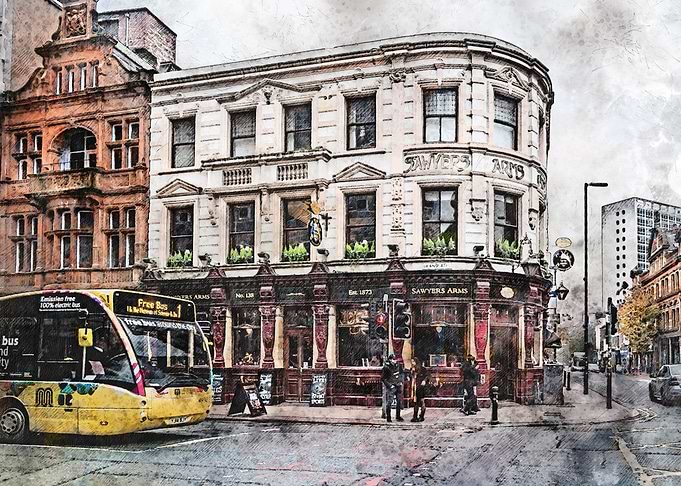 Manchester city watercolor