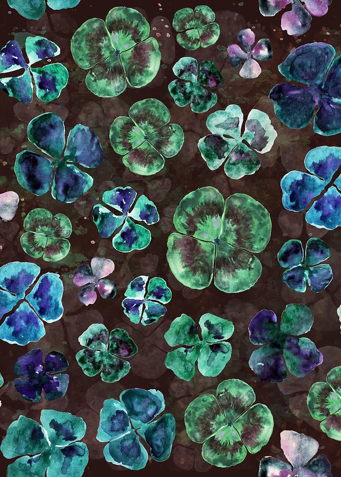 Watercolor Green Clovers