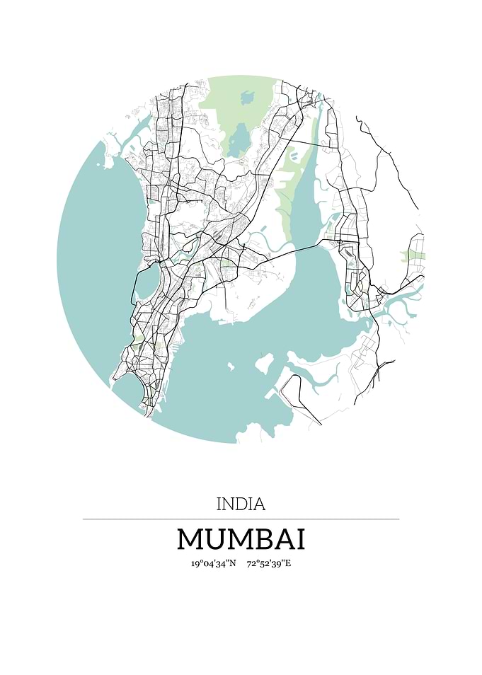 Mumbai India City Map with