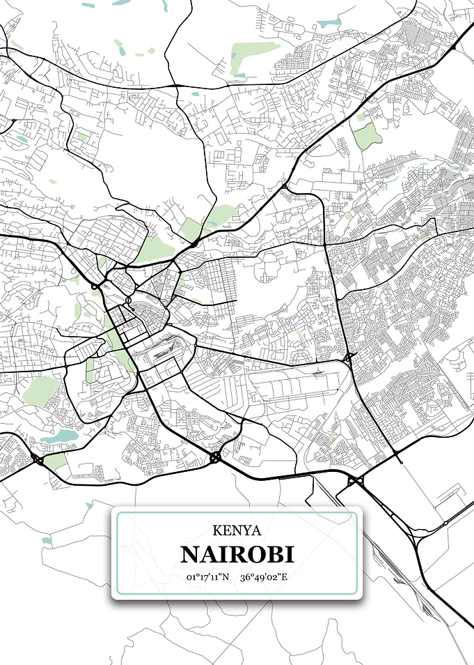 Nairobi Kenya City Map wit