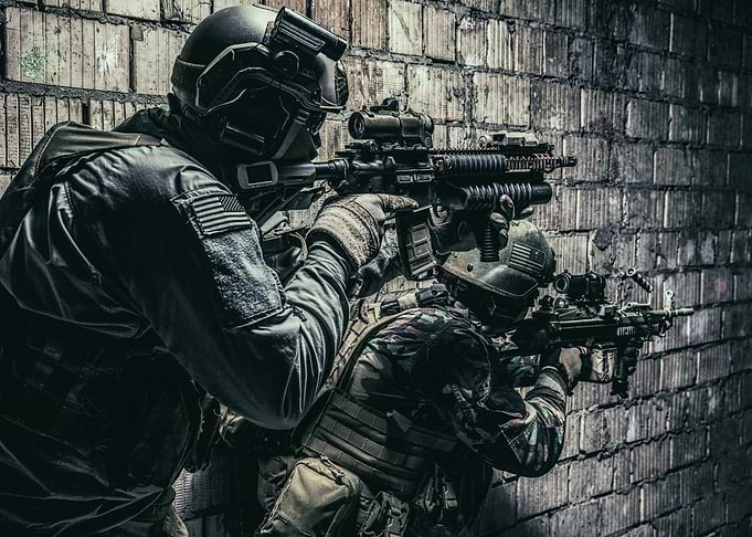Pair of soldiers in action