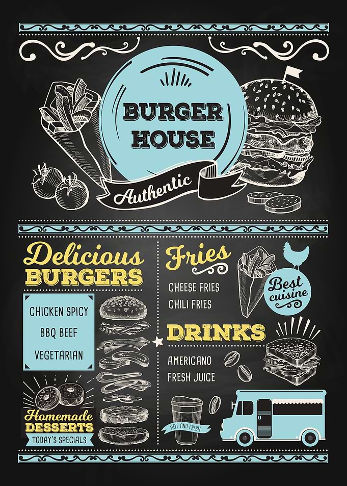Burger house blackboard
