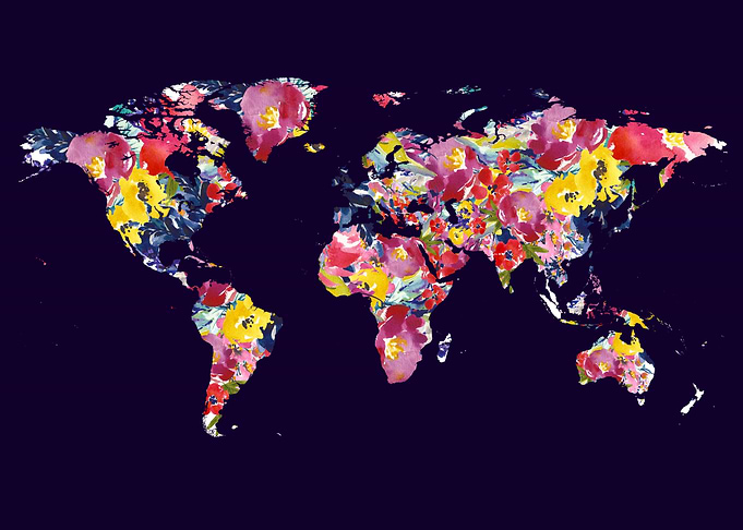 floral map of the world