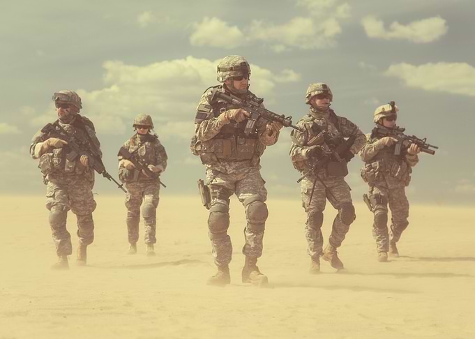 infantrymen in action