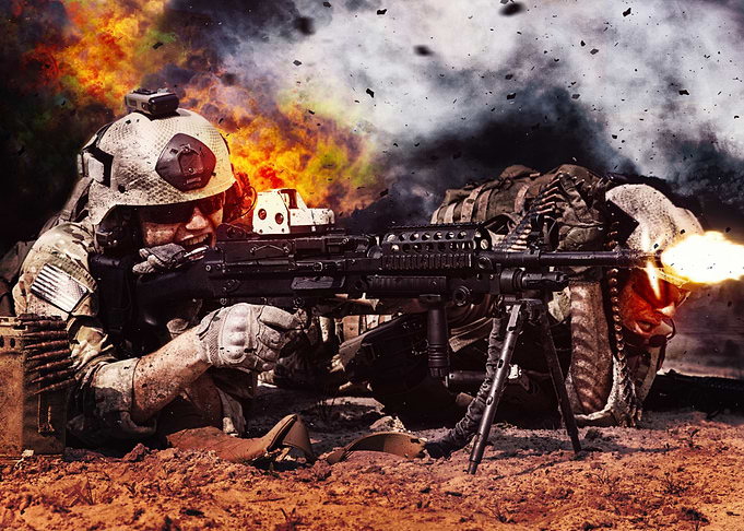 Machine gun crew in action