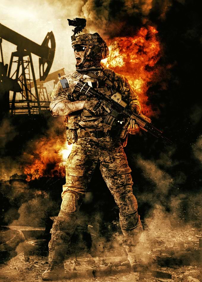 Army soldier in action
