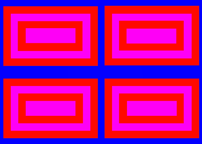 4 Red Rectangles on Blue