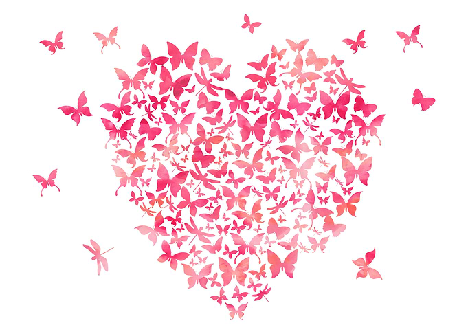 Pink butterfly heart