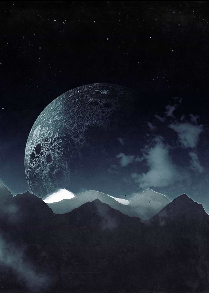 Moon Rising Over Mountains
