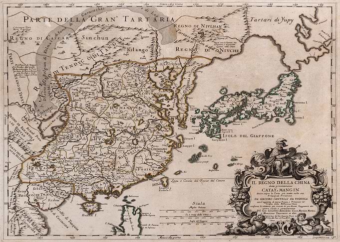 China and Japan Old Map