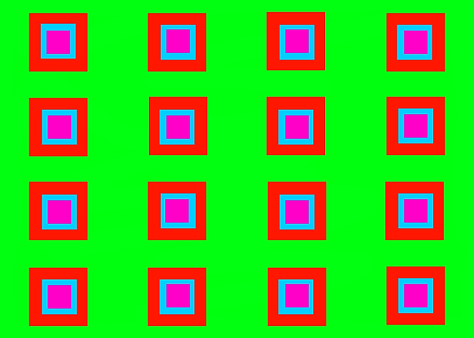 TriColor Squares on Green