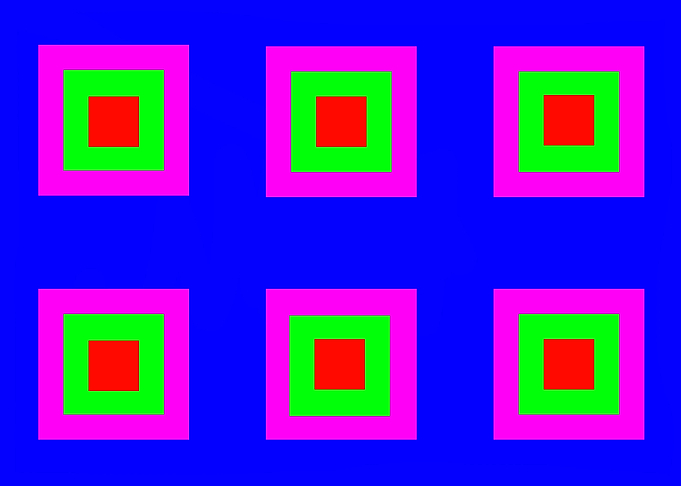6 Squares on Blue