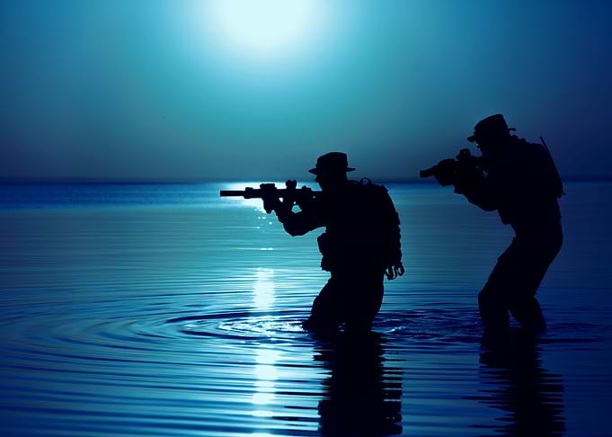 Army soldier with rifle
