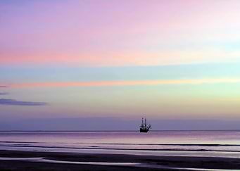 Pink island sunset