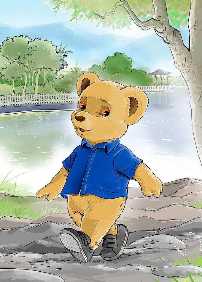 Tedy bear walking happly