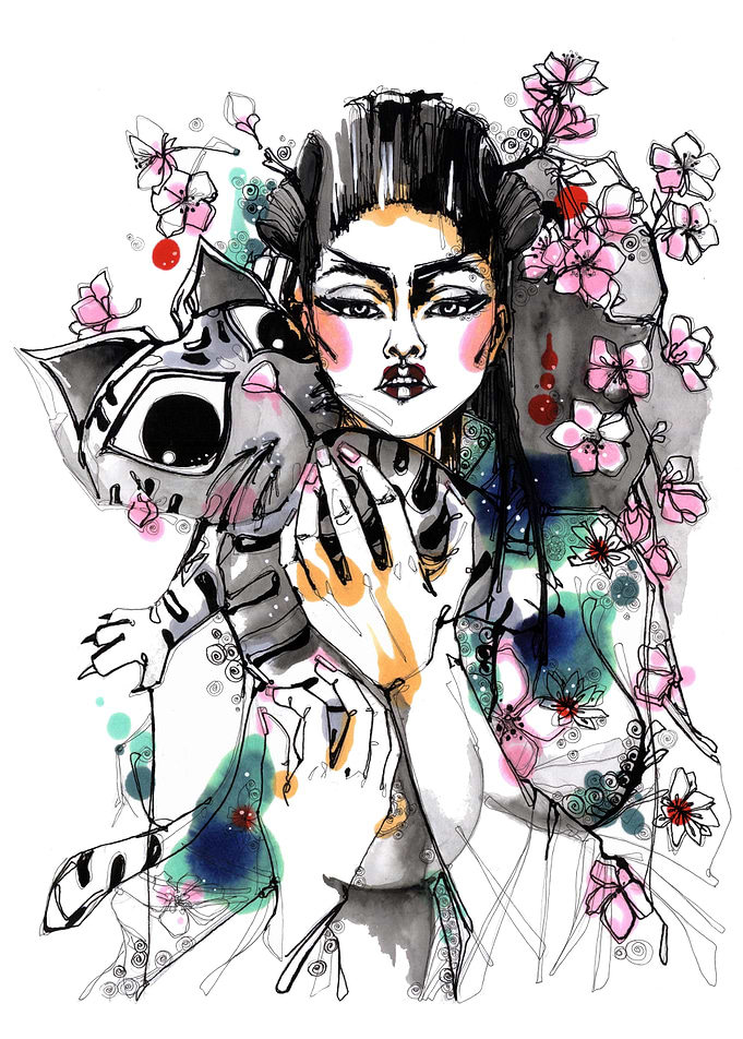 Geisha with tomcat