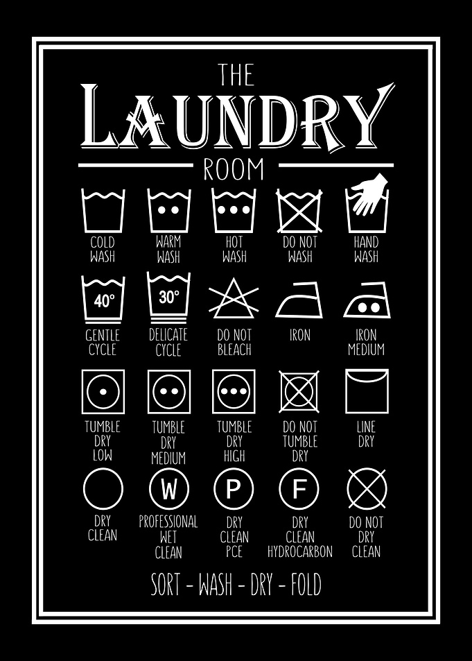 Laundry room care label