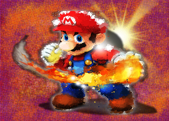 Mario splatter watercolor