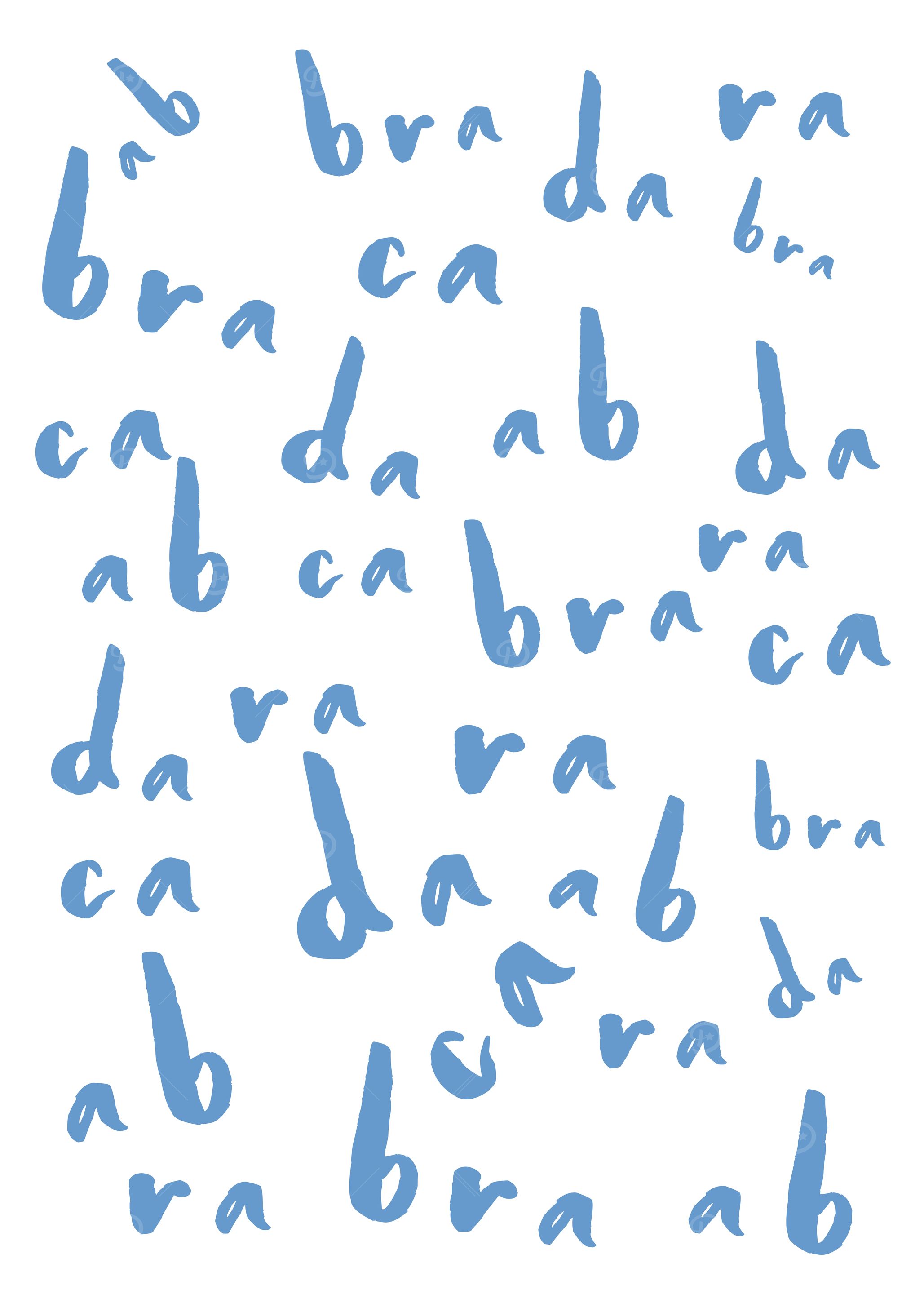 Abracadabra Blue On White