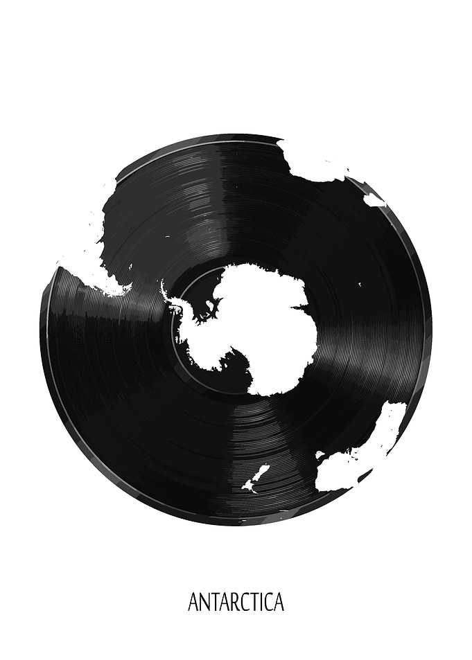 Antarctica map on vinyl