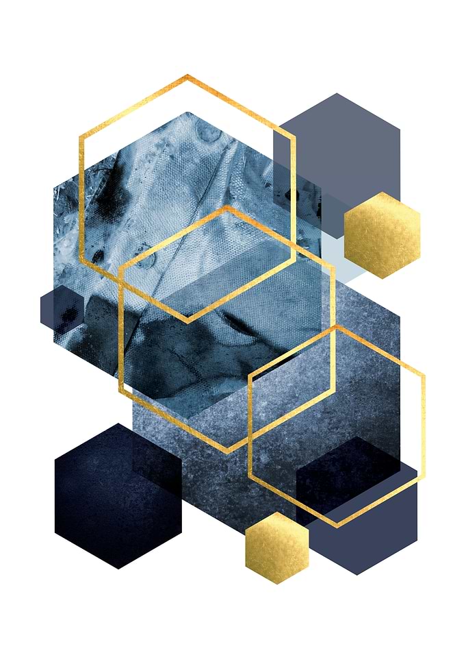 Hexagonal Blue and Gold