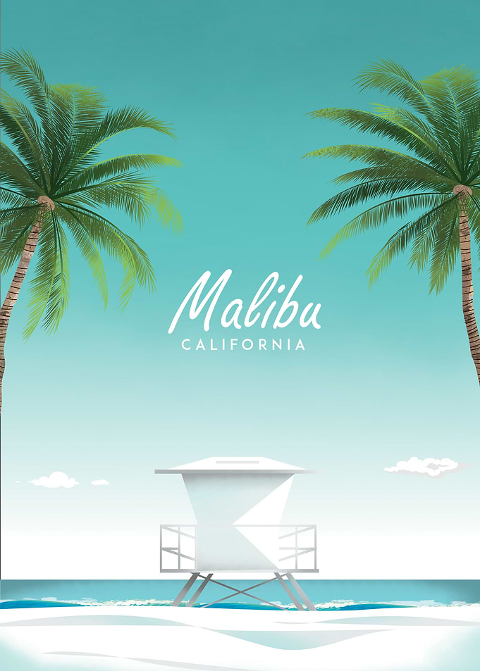 Malibu CA travel poster