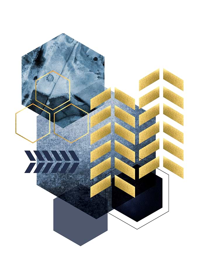 Hexagonal Blue and Gold