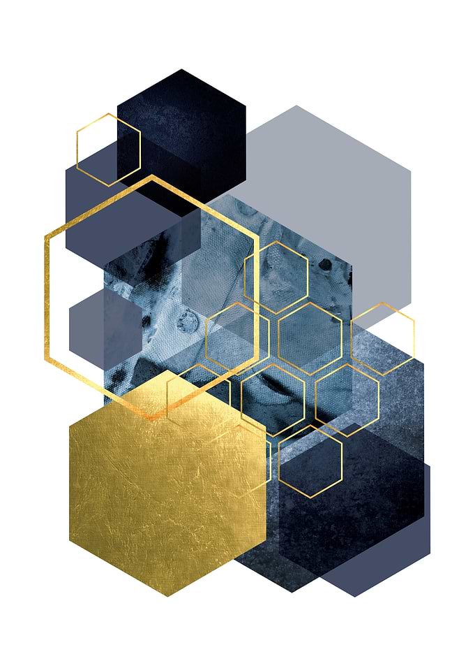 Hexagonal Blue and Gold