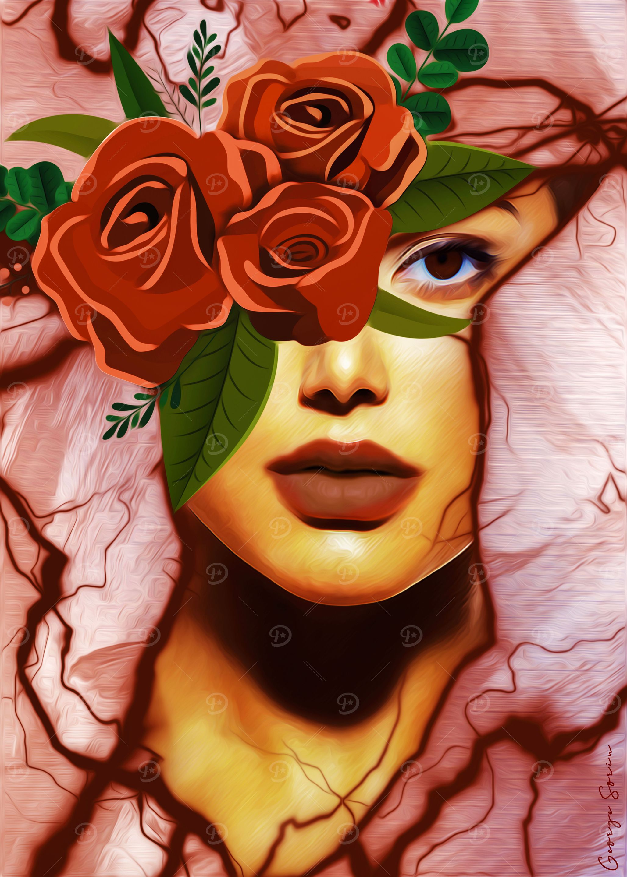 Girl and Roses