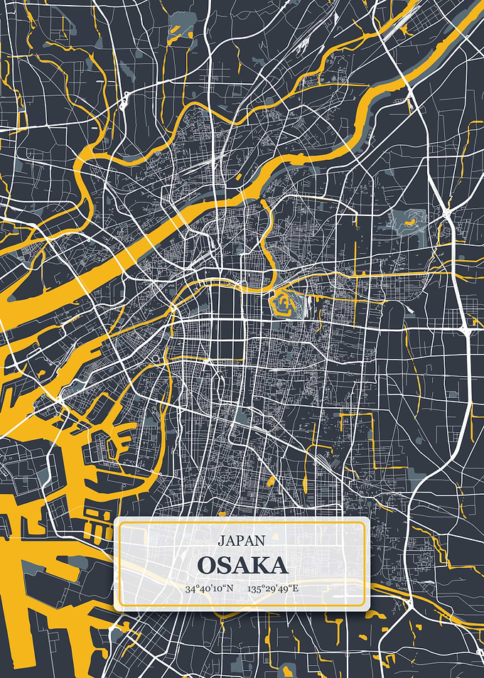 Osaka Japan City Map