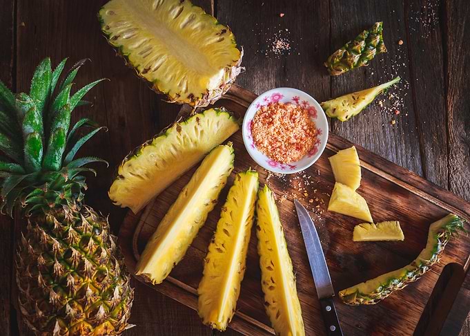 Fresh pineapple slices