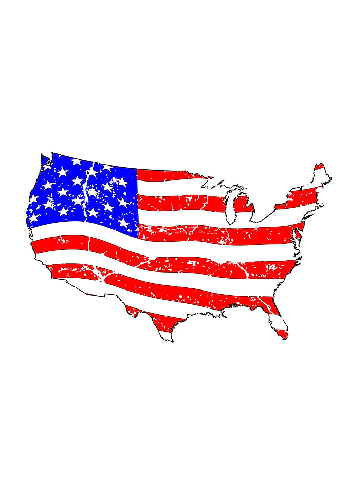 USA Grunge Flag Map
