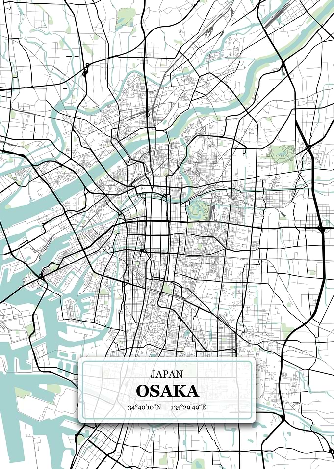 Osaka Japan City Map